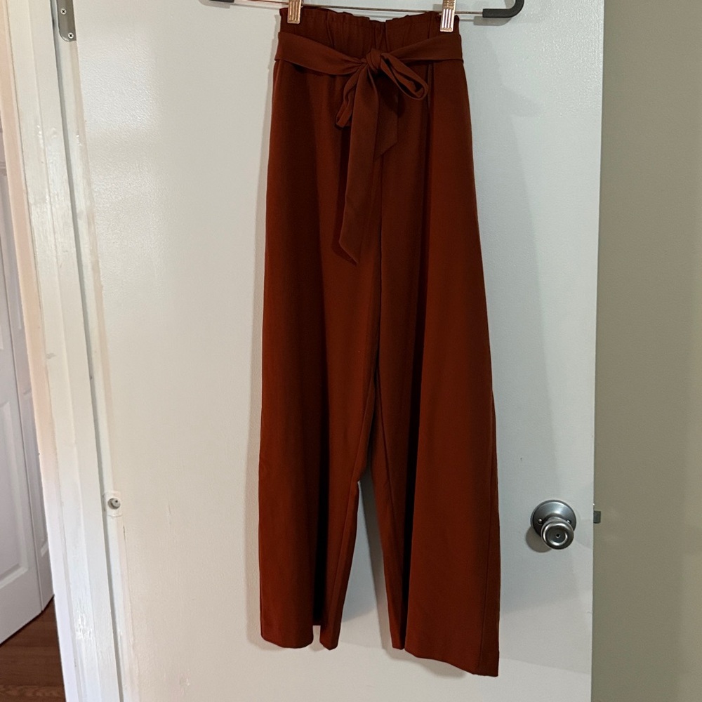 C by One rust Wide-Leg Pants with Tie Waist